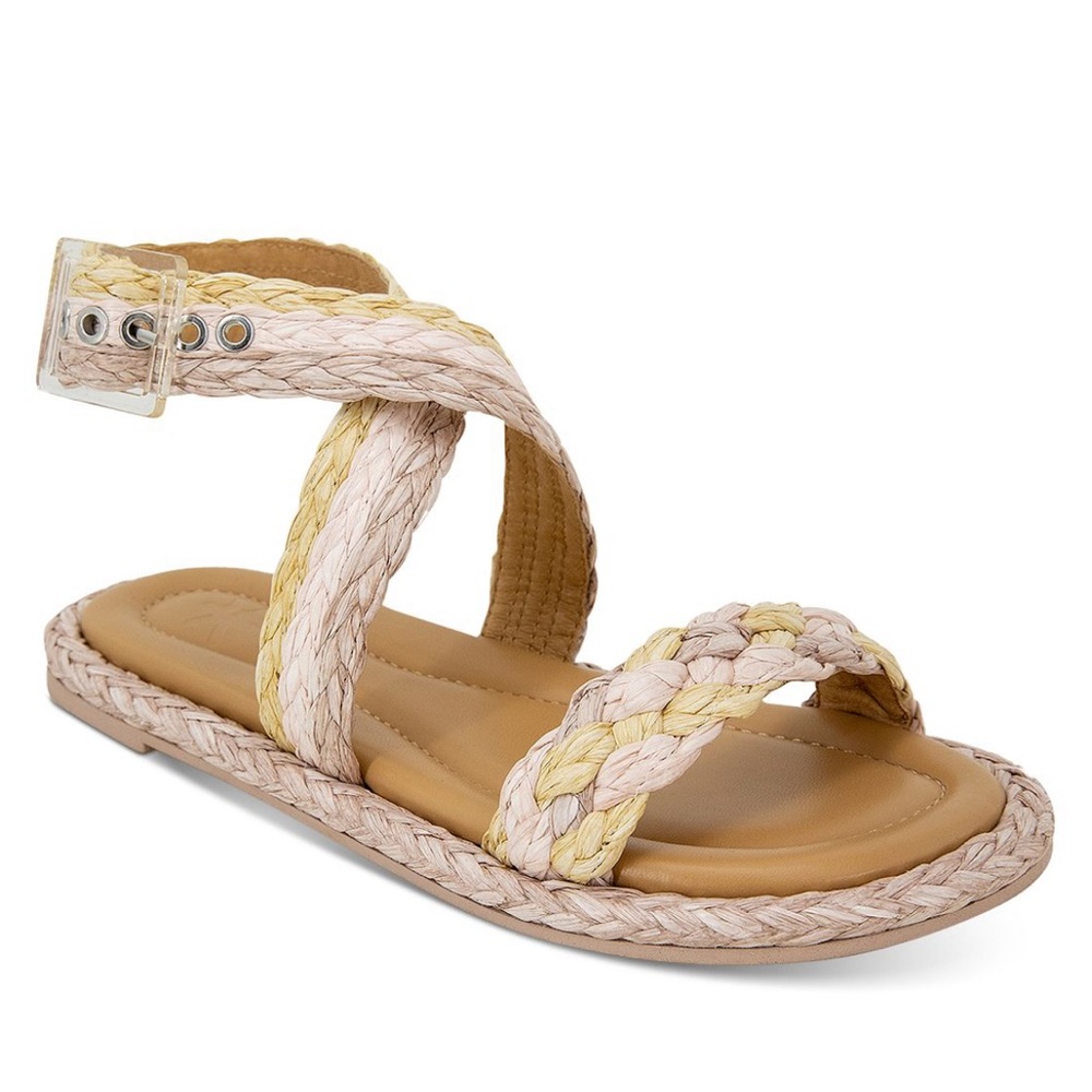 Splendid Persia Raffia Sandals Ankle Strap Buckle